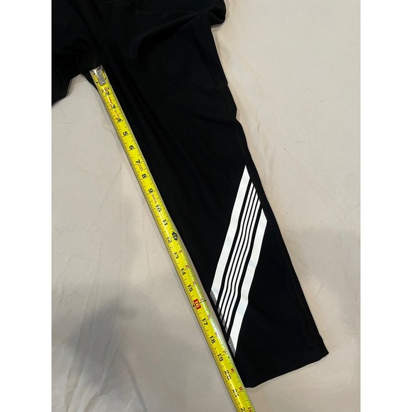 90 Degree By Reflex Women's Small Black Crop Leggings Athletic White Stripe - Picture 6 of 6